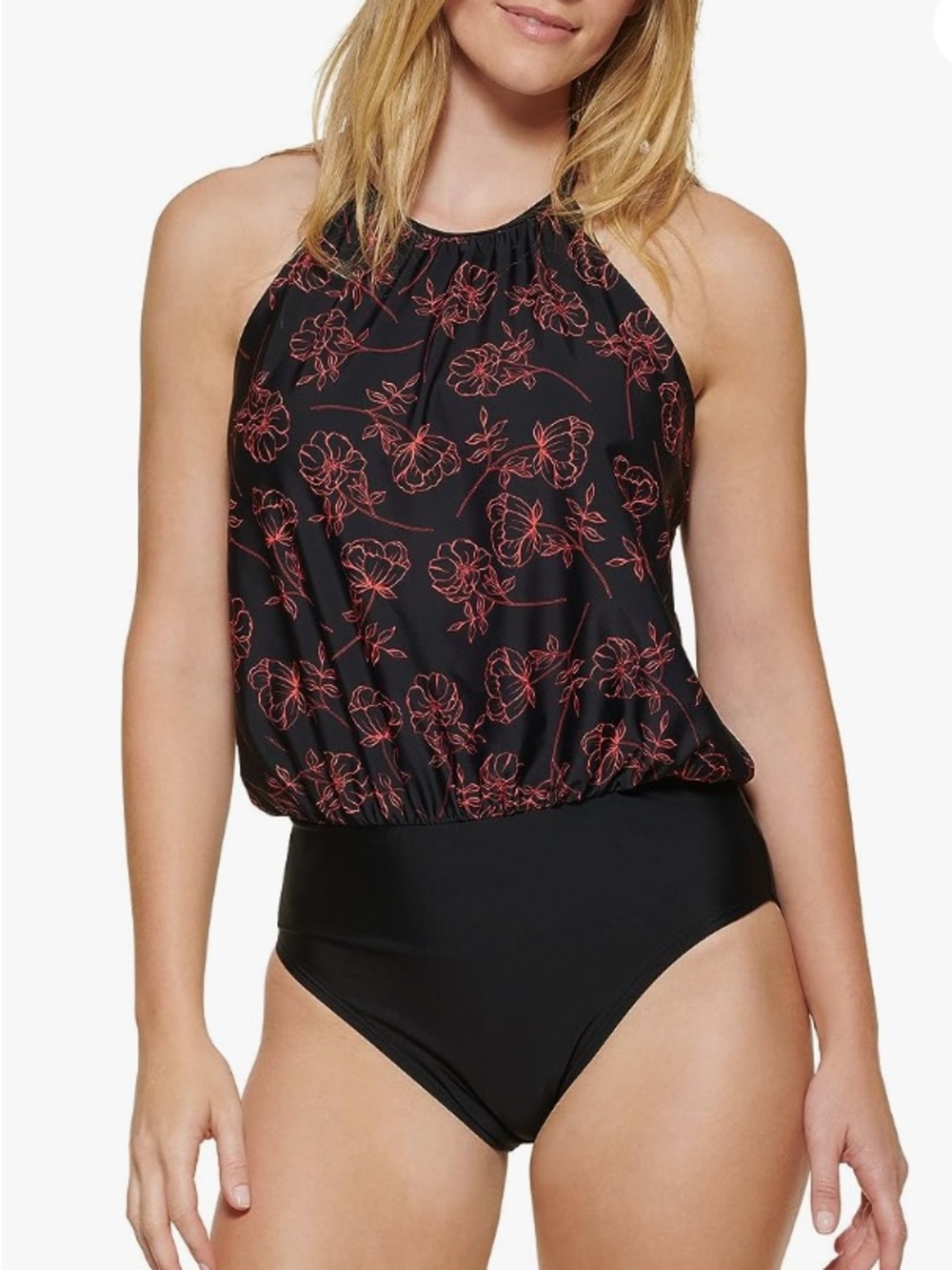 Calvin Klein Printed Blouson One-Piece Women's Swimsuit